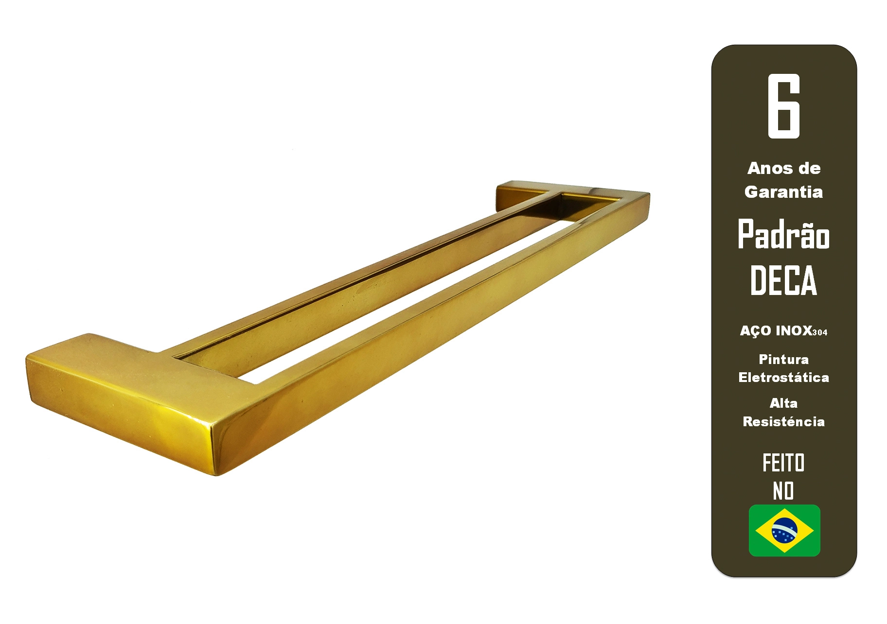 Porta Toalha De Parede Guriri Duplo 70cm Red Gold Inox