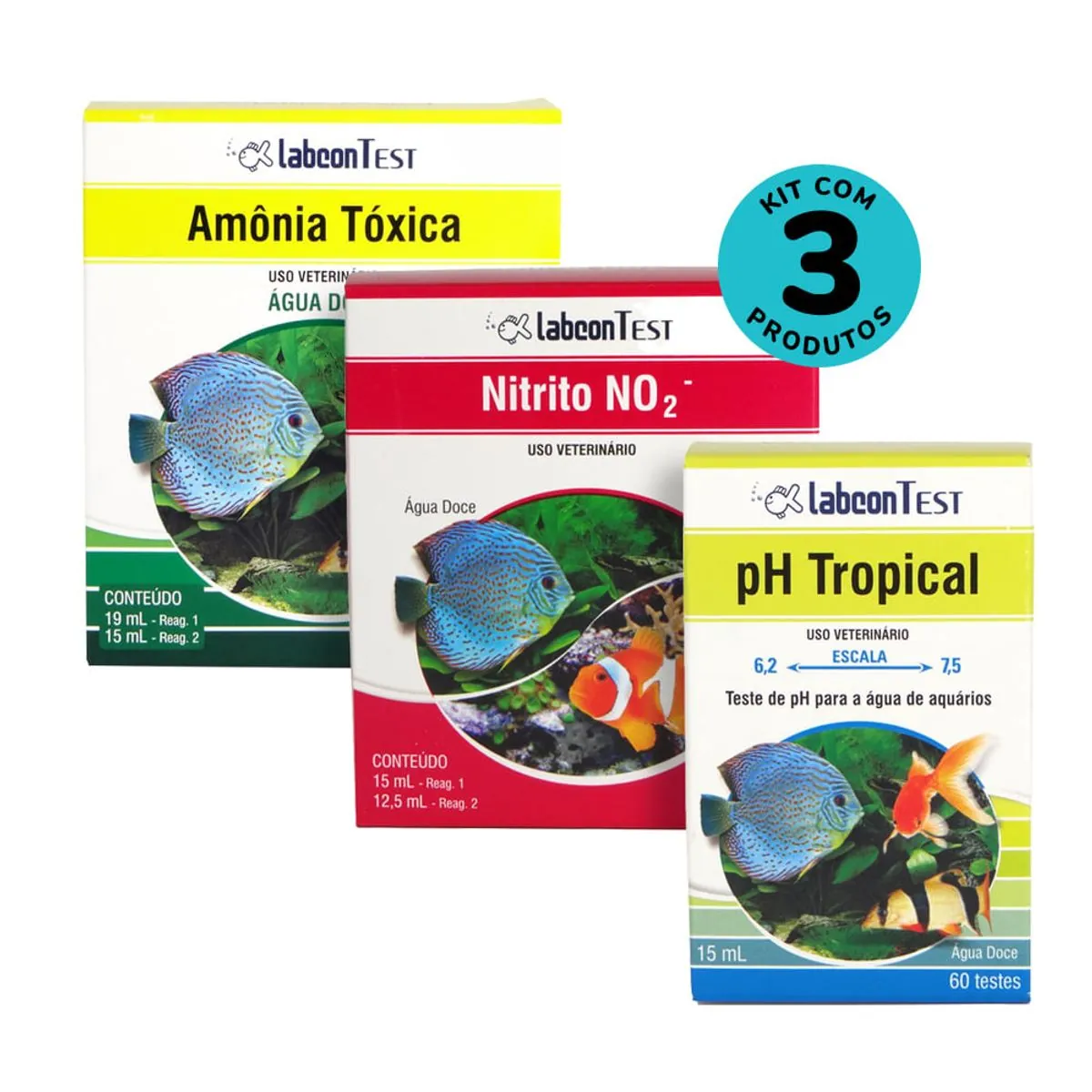 Kit Alcon Labcon teste para aquário de água doce-Amônia-Nitrito-PH Tropical - Kit Alcon Labcon para