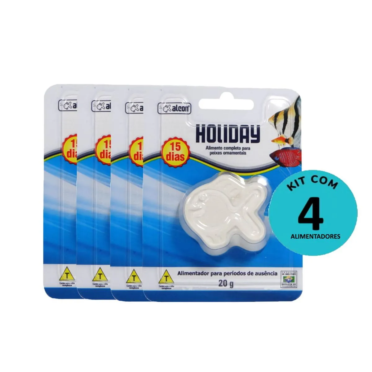 Kit Alcon Férias Alimentador Holiday 20g p/ 15 dias C/ 4 unidades