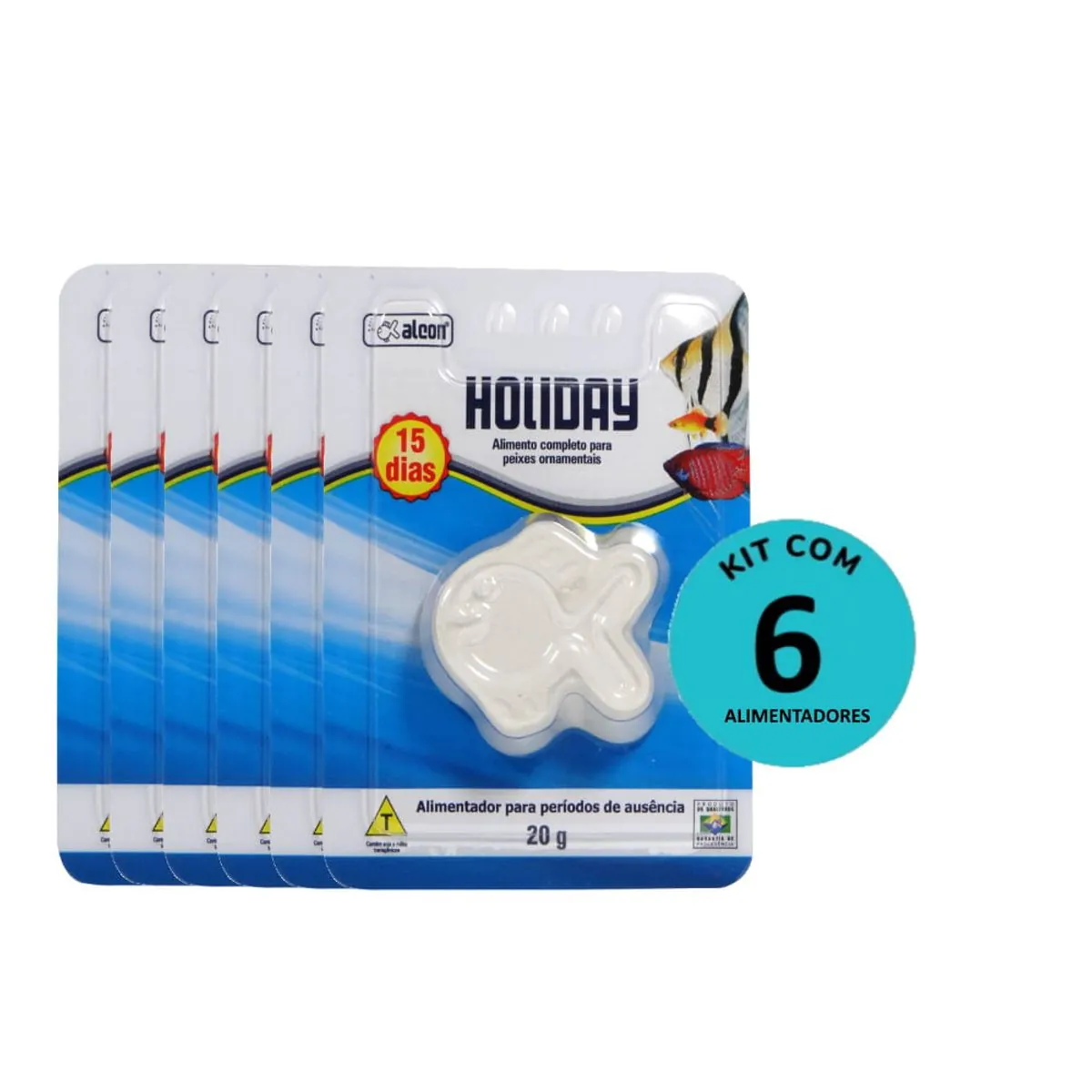 Kit Alcon Férias Alimentador Holiday 20g p/ 15 dias C/ 6 unidades