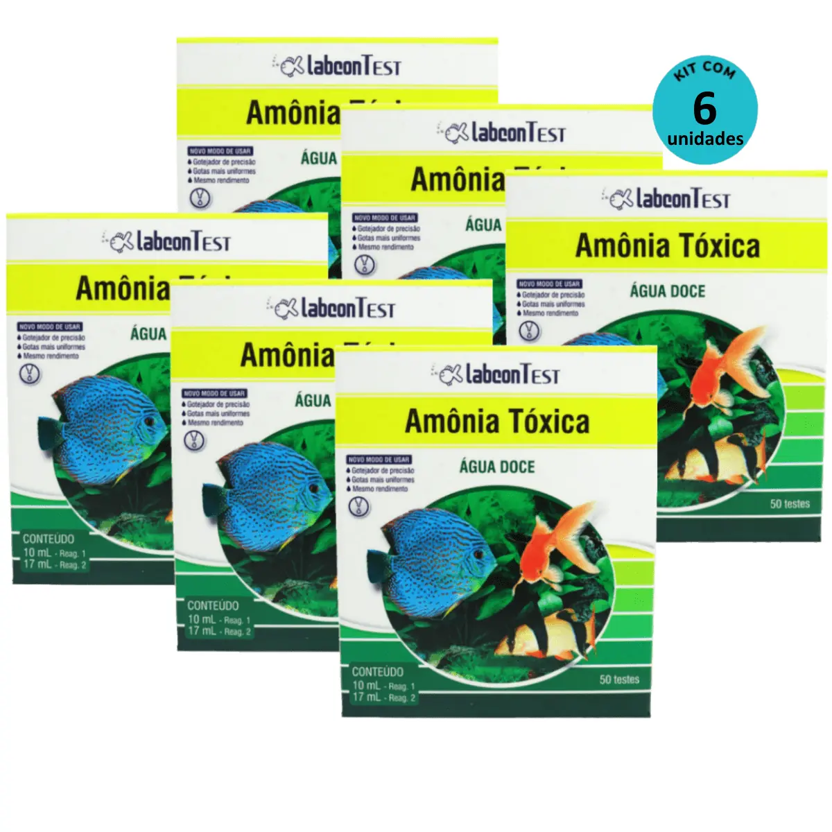 Kit Alcon Labcon Amônia Tóxica Água Doce C/ 6 unidades