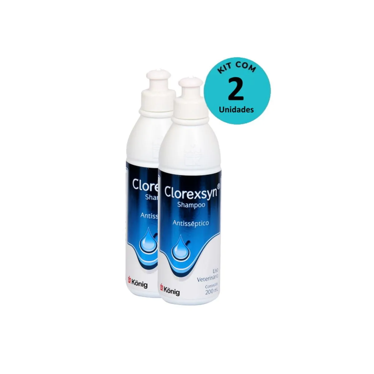 Kit Shampoo Antisséptico Clorexsyn König 200ml C/ 2 unidades