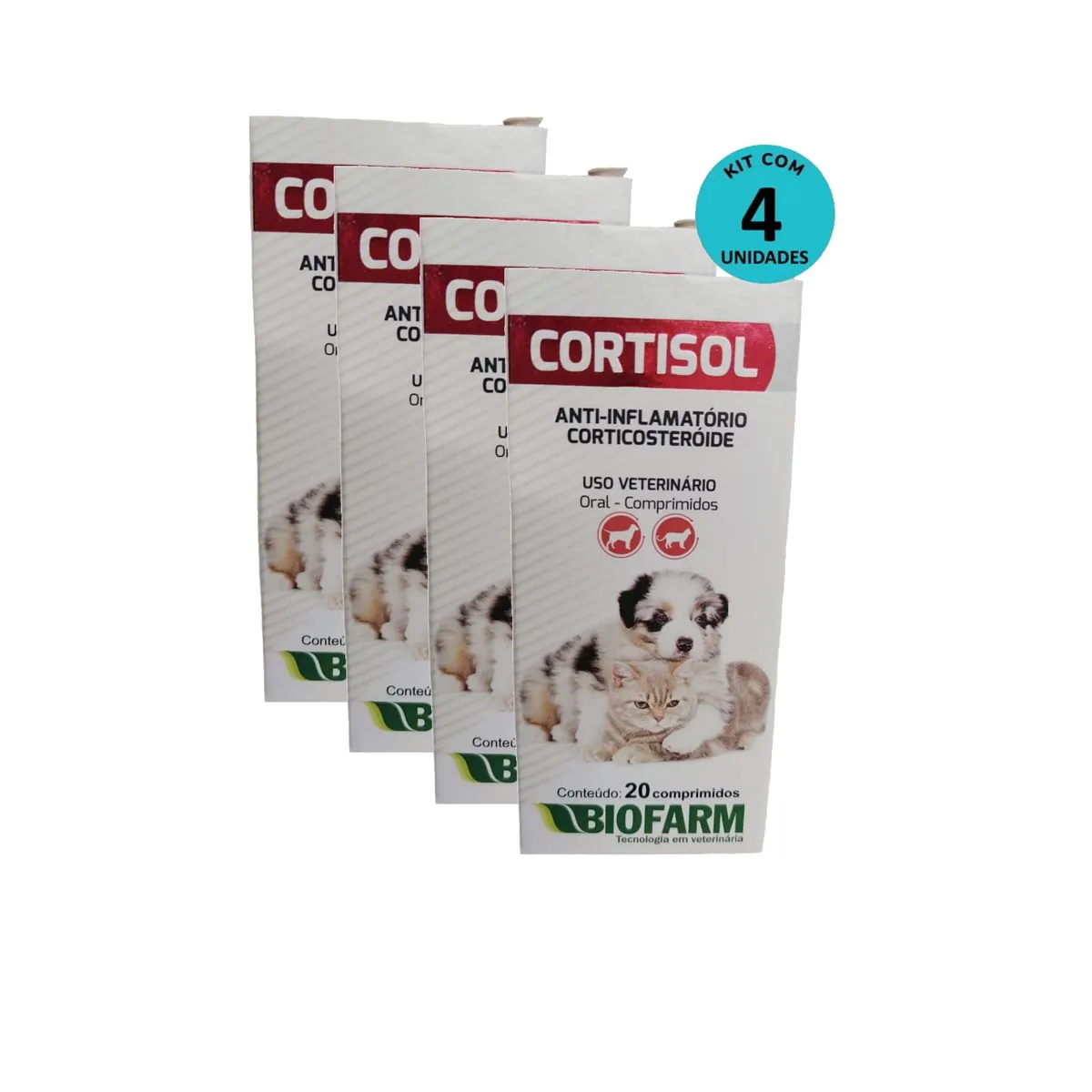 Kit Cortisol Biofarm c/ 20 comp. C/ 4 unidades