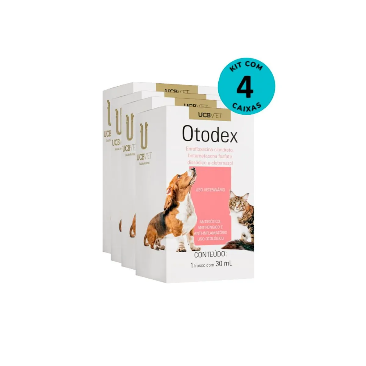 Kit Anti-Inflamatório Otodex UCBVET 30ml - com 4 unidades