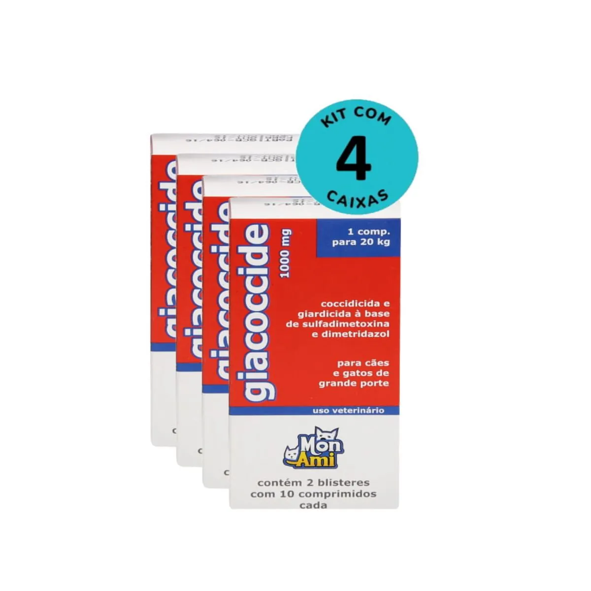 Kit Giacoccide Mon Ami 1000mg c/ 20 Comprimidos C/ 4 unidades