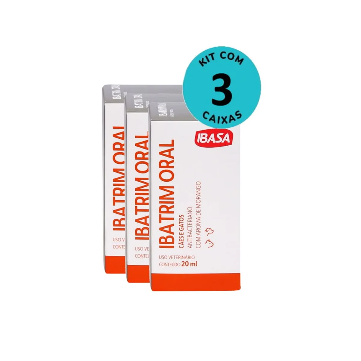 Kit Ibatrim Oral Cães e Gatos Ibasa 20ml C/ 3 unidades