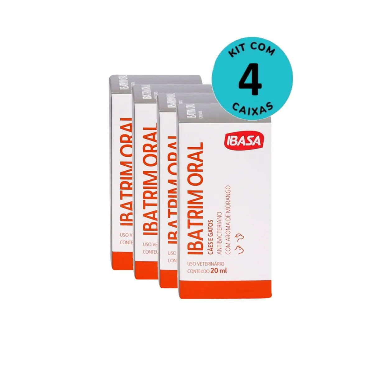 Kit Ibatrim Oral Cães e Gatos Ibasa 20ml C/ 4 unidades