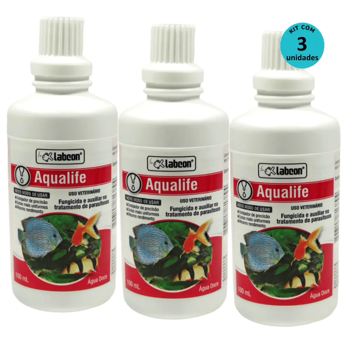 Kit Fungicida Aqualife Alcon Labcon 100ml - com 3 unidades