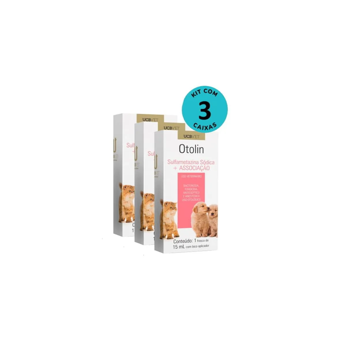 Kit Otolin UCBVET 15ml C/ 3 unidades