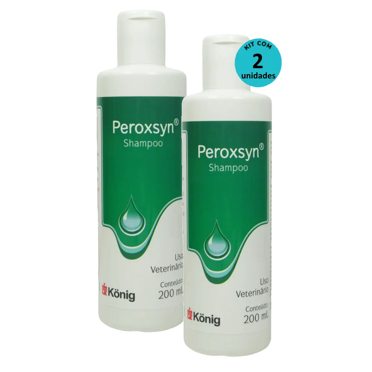 Kit Shampoo Antibacteriano e Antisseborreico Peroxsyn König 200ml C/ 2 unidades