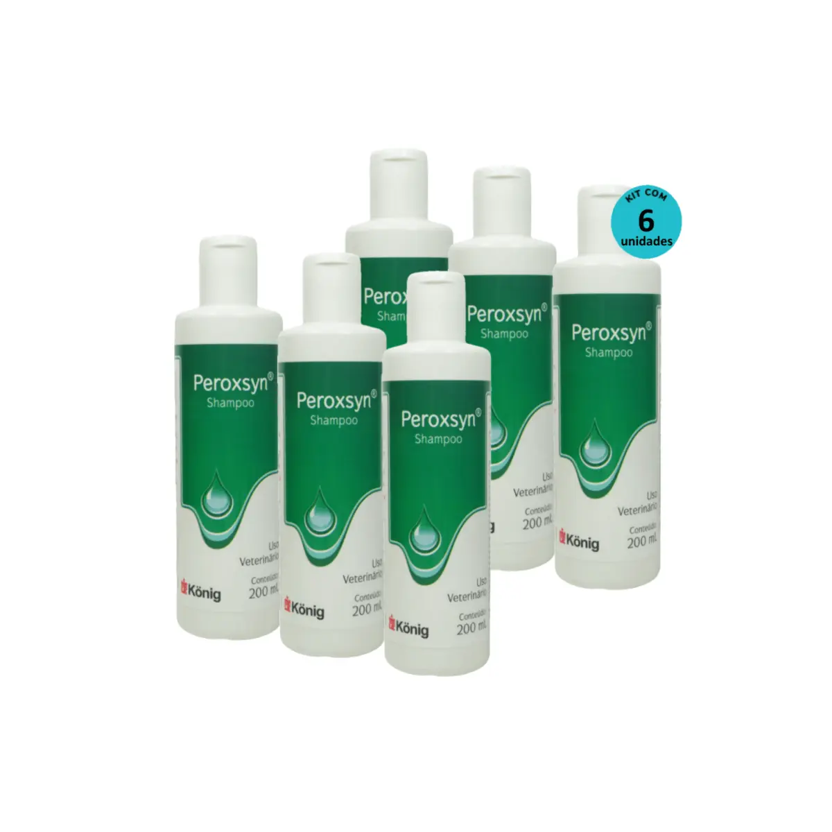 Kit Shampoo Antibacteriano e Antisseborreico Peroxsyn König 200ml C/ 6 unidades