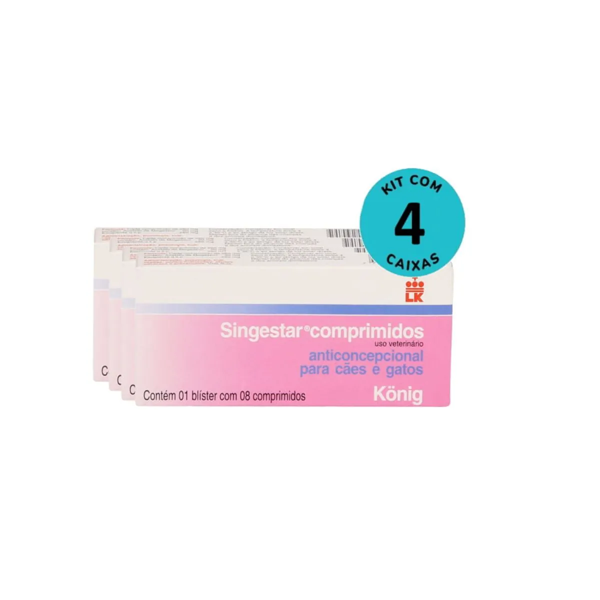 Kit Anticoncepcional Singestar König c/ 8 Comprimidos C/ 4 unidades