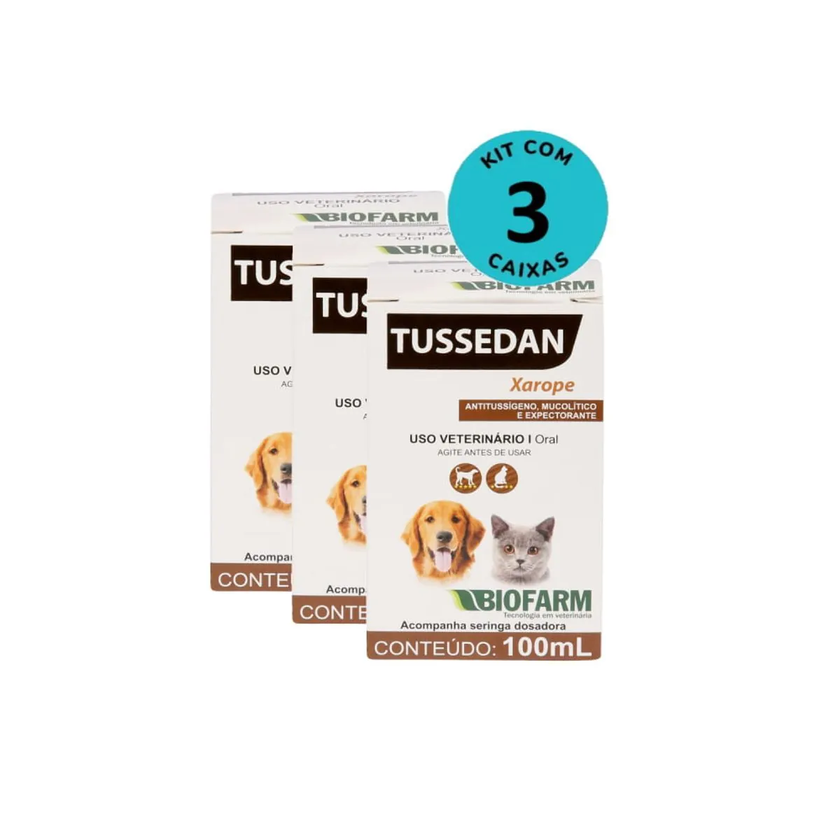 Kit Xarope Tussedan Biofarm 100ml C/ 3 unidades