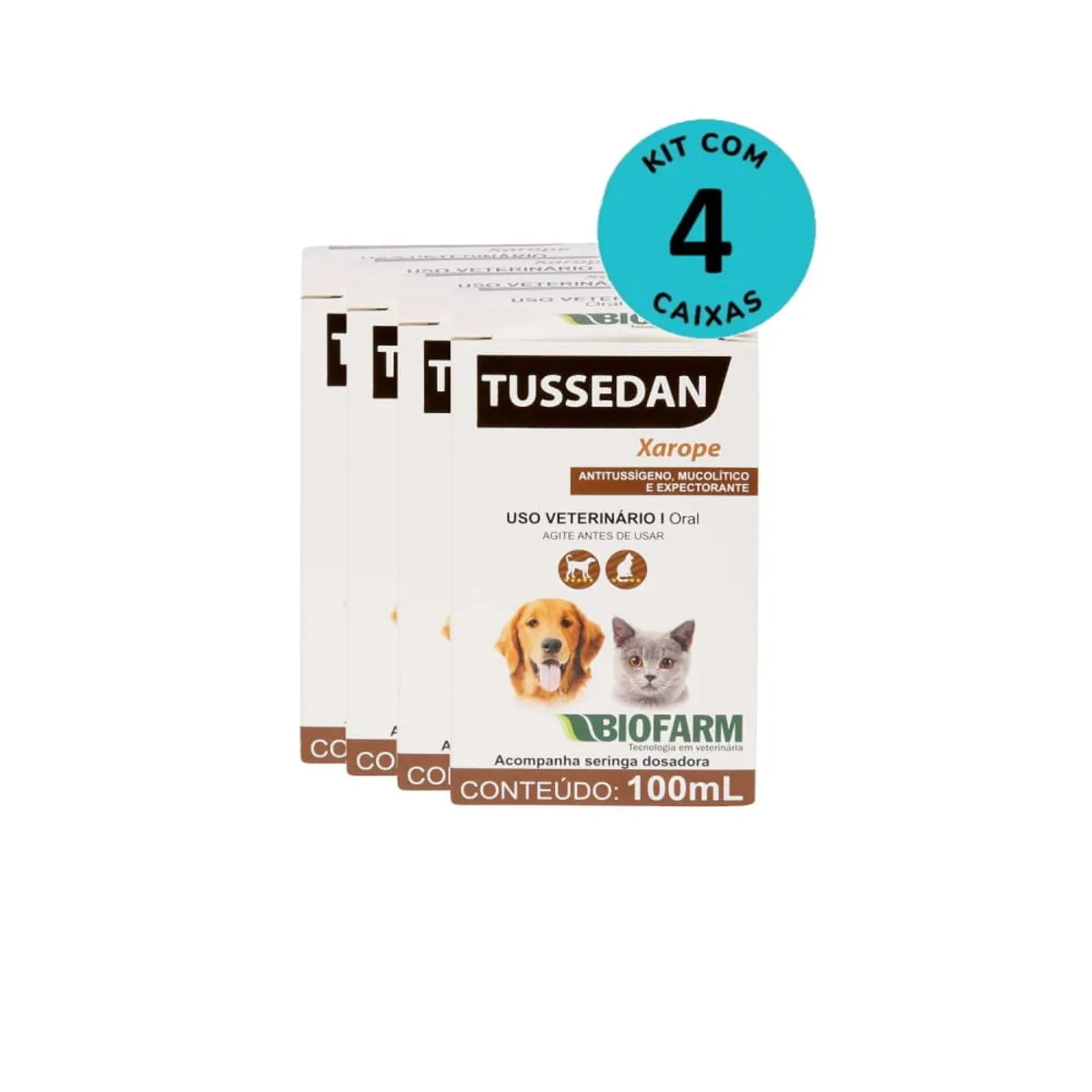 Kit Xarope Tussedan Biofarm 100ml C/ 4 unidades