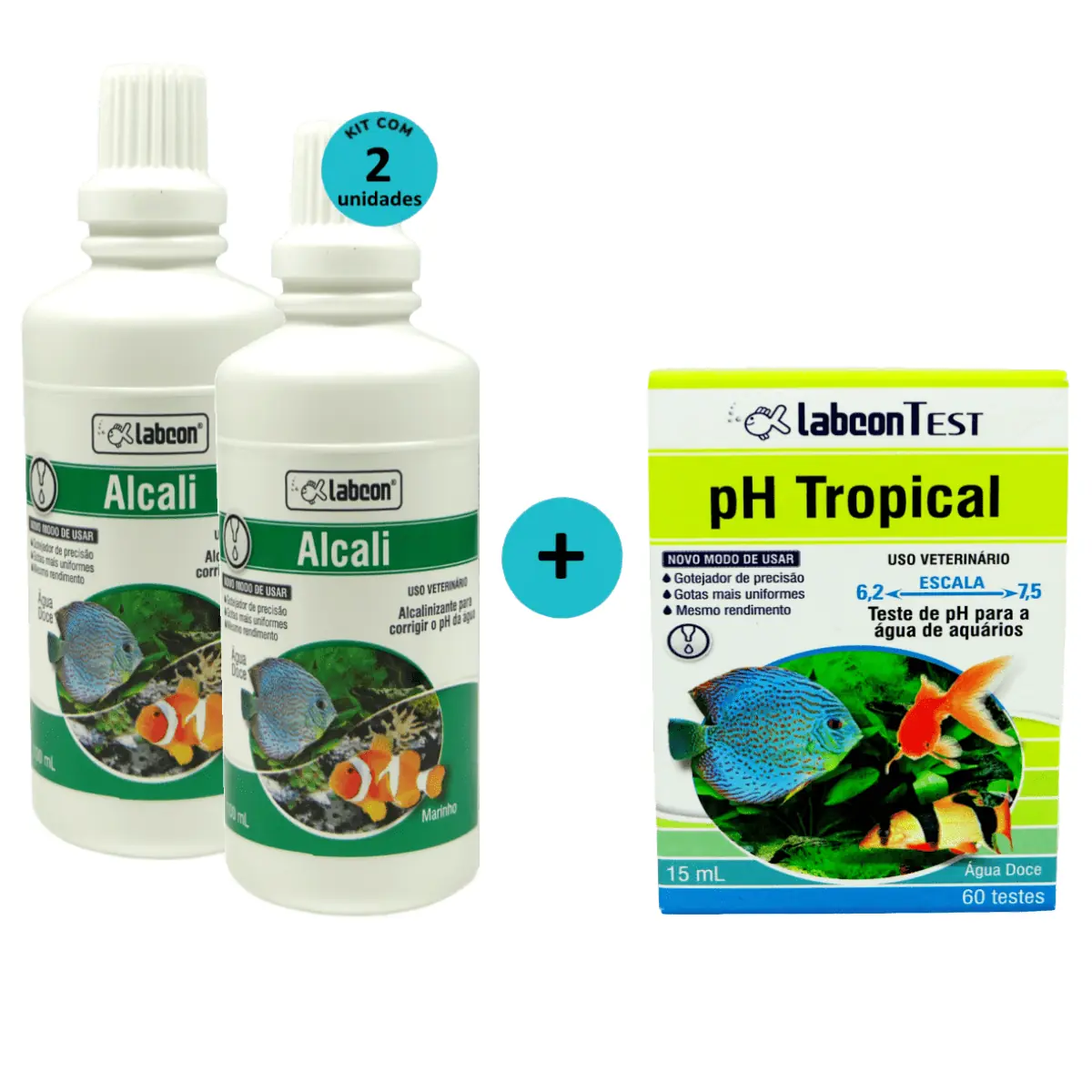 Kit 2 Alcon Labcon Alcalizante Alcali 100ml + 1 Alcon Labcon PH Tropical 15ml