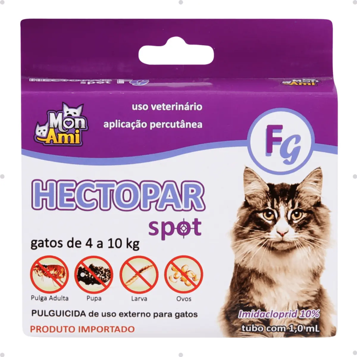 Kit Antipulgas Hectopar Mon Ami 1ml - Gatos de 4 a 10kg C/ 10 unidades