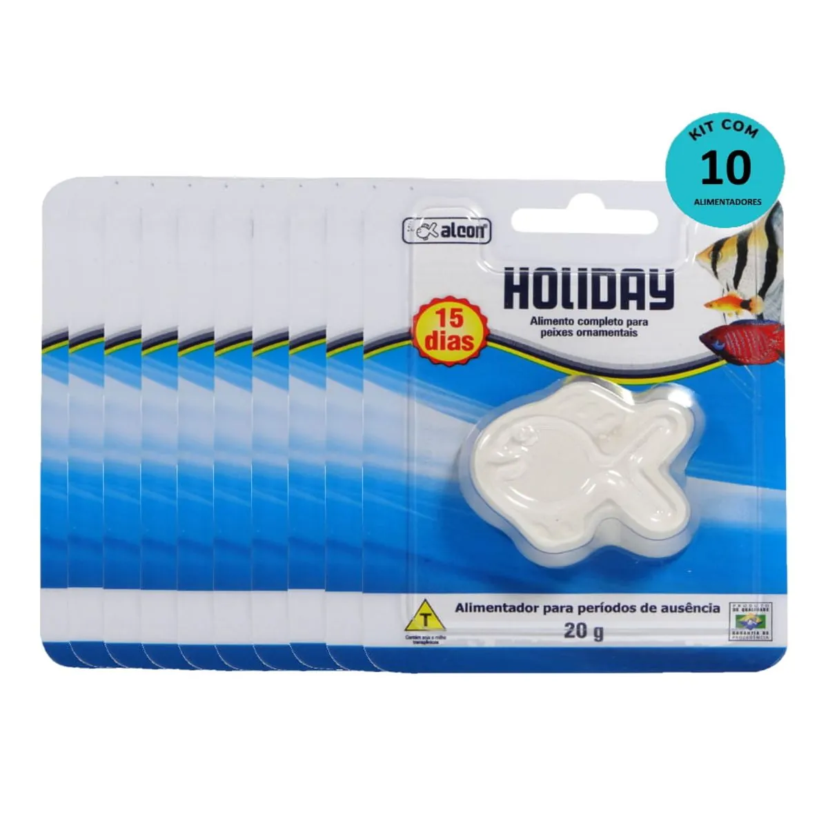 Kit Alcon Férias Alimentador Holiday 20g p/ 15 dias C/ 10 unidades