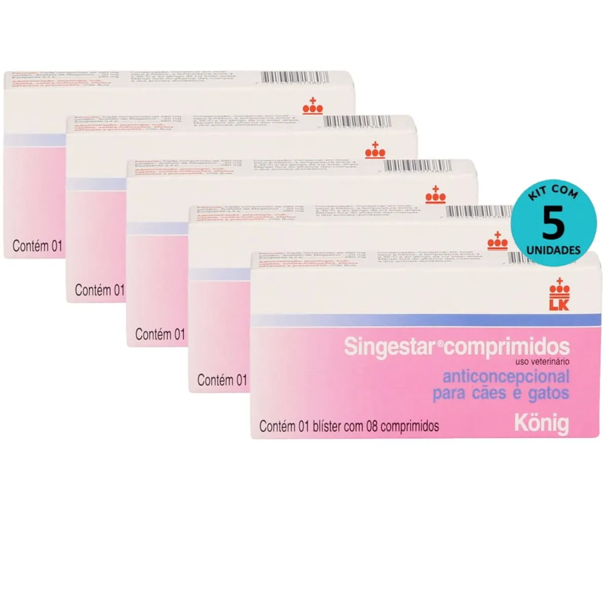 Kit Anticoncepcional Singestar König- 8 Comprimidos C/ 5 unidades