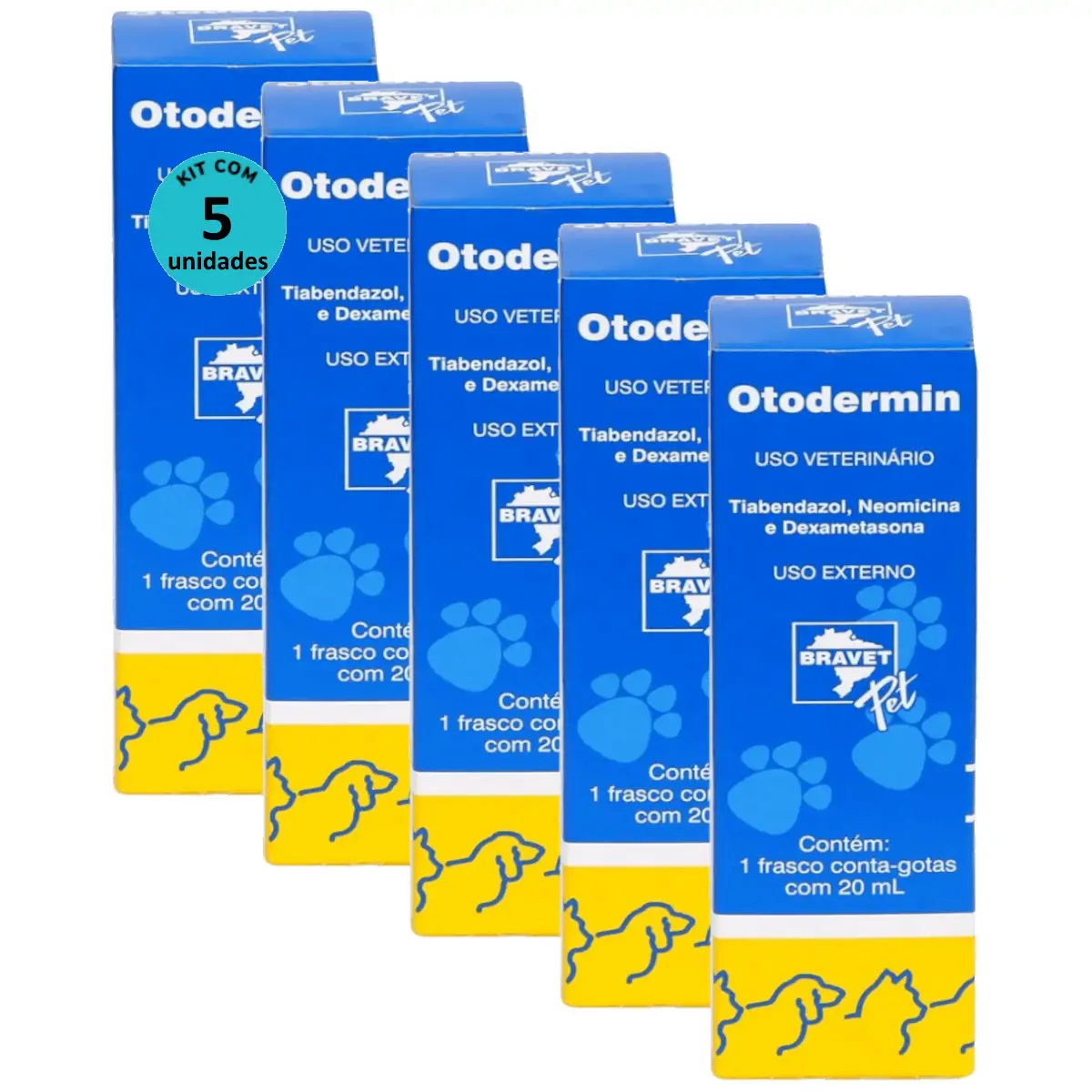 Kit Otodermin Bravet 20ml C/ 5 unidades