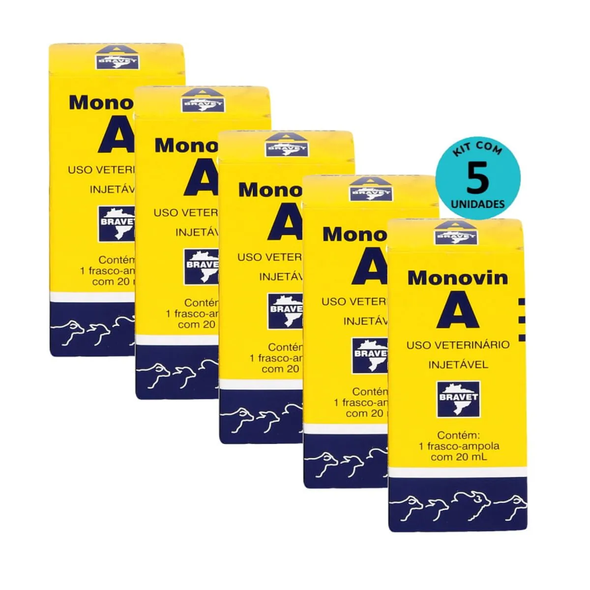 Kit Monovin A Bravet 20ml C/ 5 unidades
