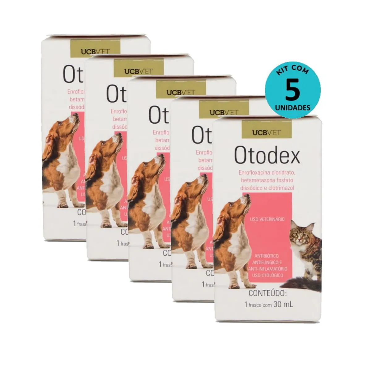 Kit Anti-Inflamatório Otodex UCBVET 30ml - com 5 unidades