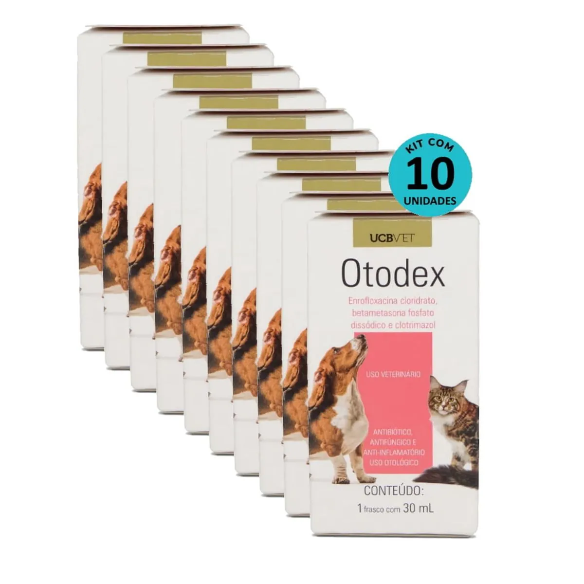Kit Anti-Inflamatório Otodex UCBVET 30ml - com 10 unidades
