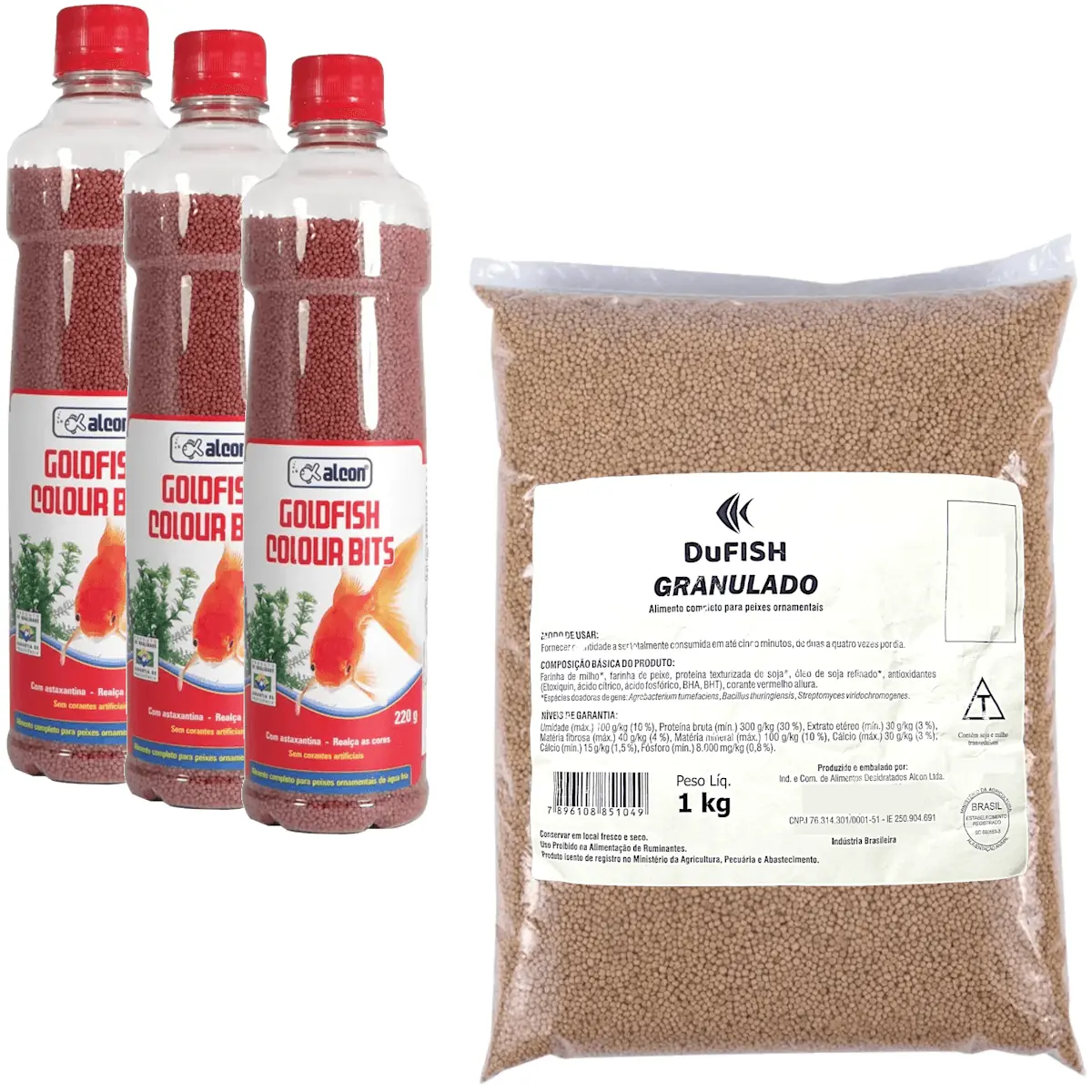 Kit 3 Alcon Goldfish Colour Bits 220g + 1 Alcon Dufish 1kg
