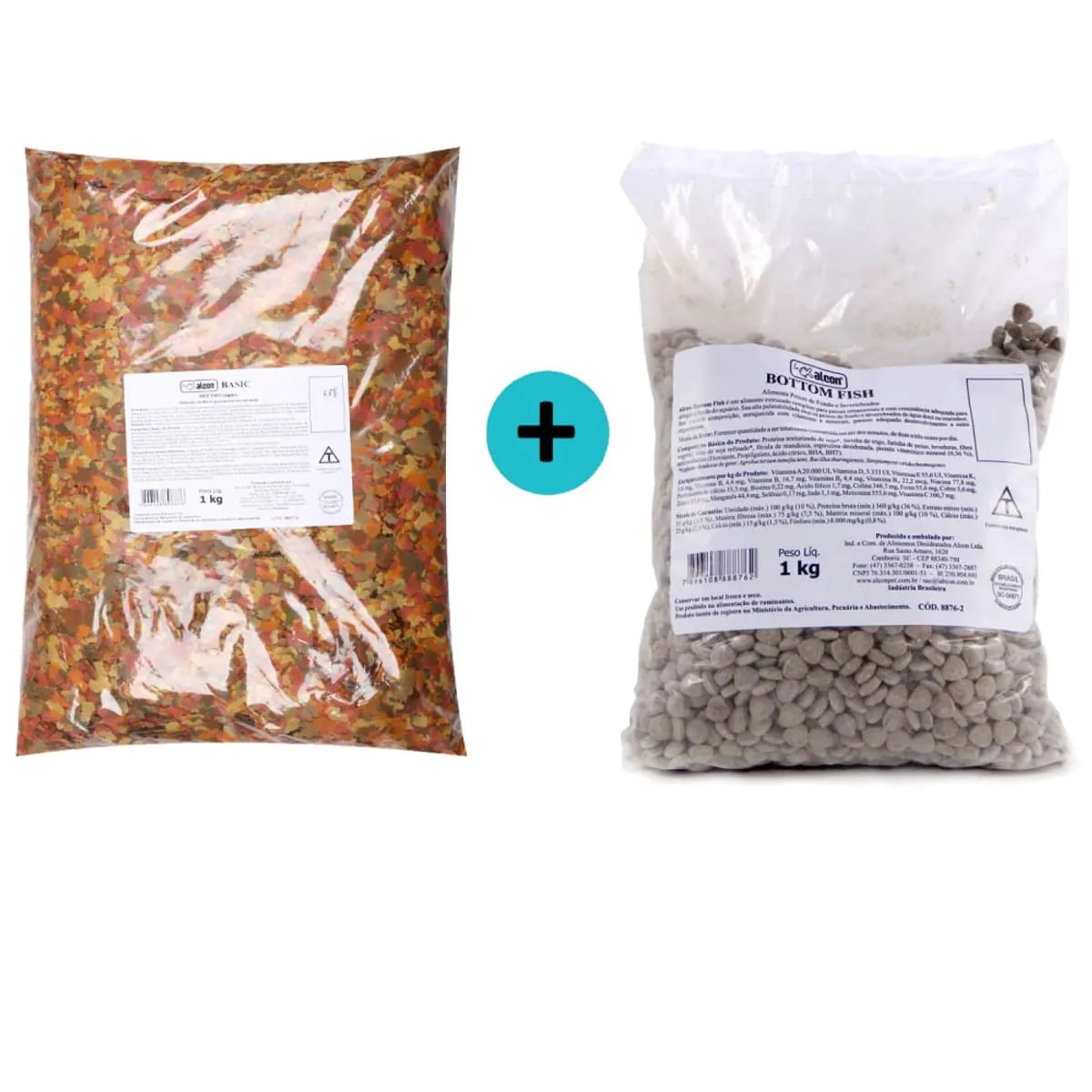 Kit 1 Ração Alcon Basic 1kg + 1 Ração Alcon Bottom Fish 1kg
