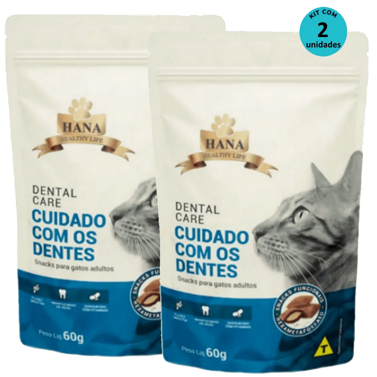 Kit 2 Snacks Hana Healthy Life Dental Care P/ Gatos Adultos- 60g