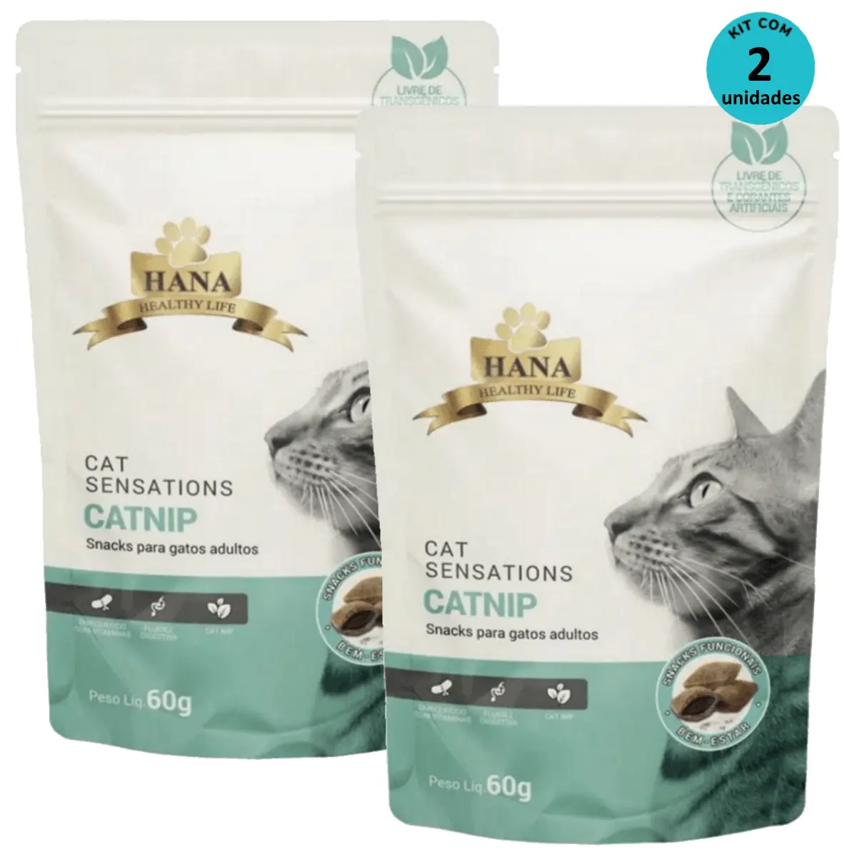 Kit 2 Snacks Hana Healthy Life Cat Sensations P/ Gatos Adultos- 60g