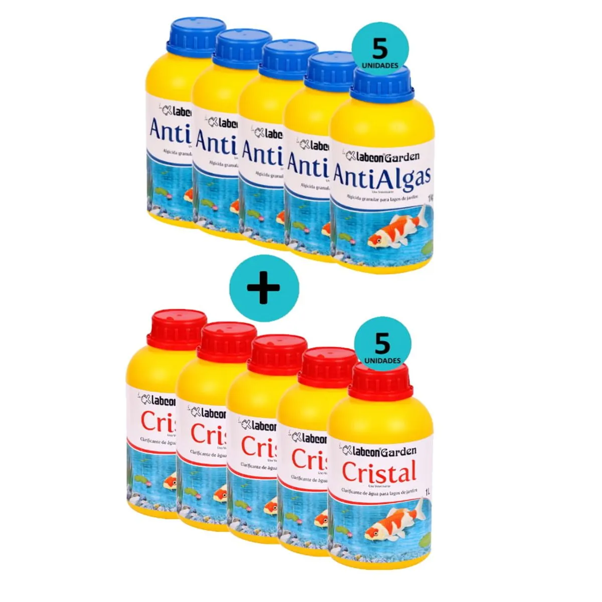 Kit 5 Alcon Labcon Garden Antialgas 1kg + 5 Alcon Labcon Garden Cristal 1L