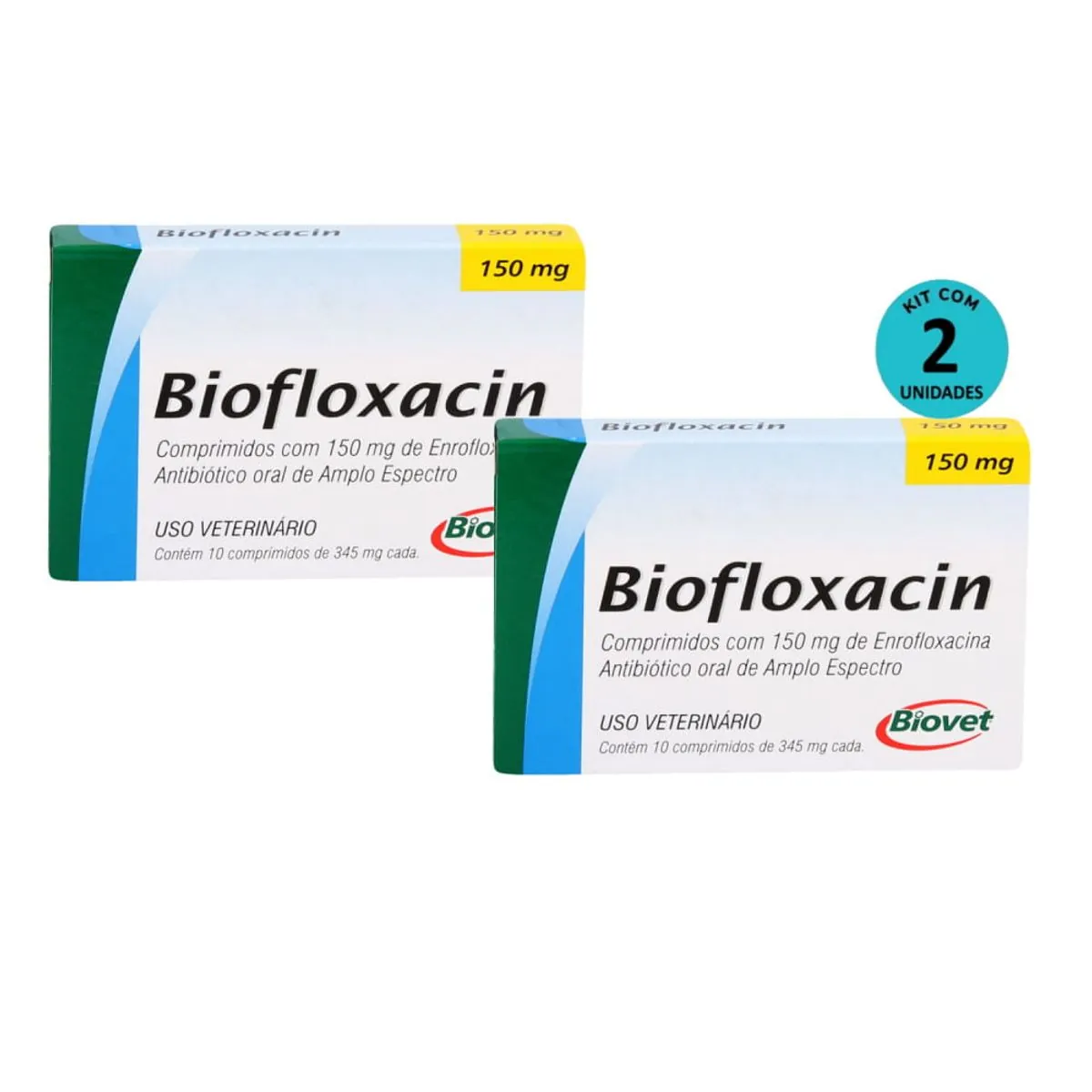 Kit 2 Biofloxacin 150mg C/ 10 Comprimidos- Biovet - Kit 2 Biofloxacin 150mg c/ 10 Comprimidos- Biove