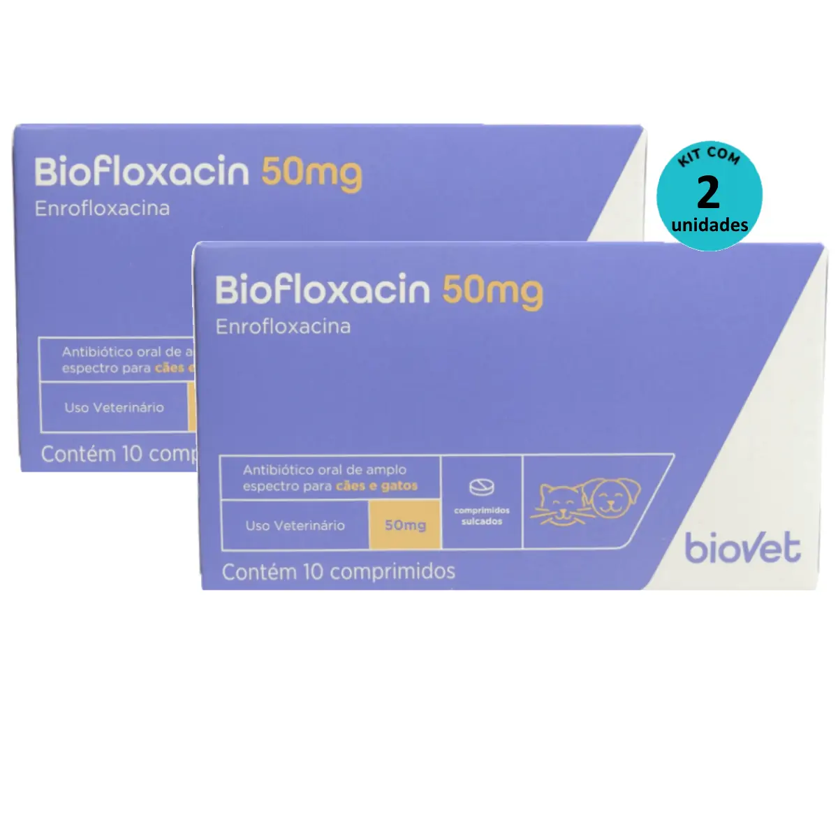 Kit 2 Biofloxacin 50mg C/ 10 Comprimidos- Biovet