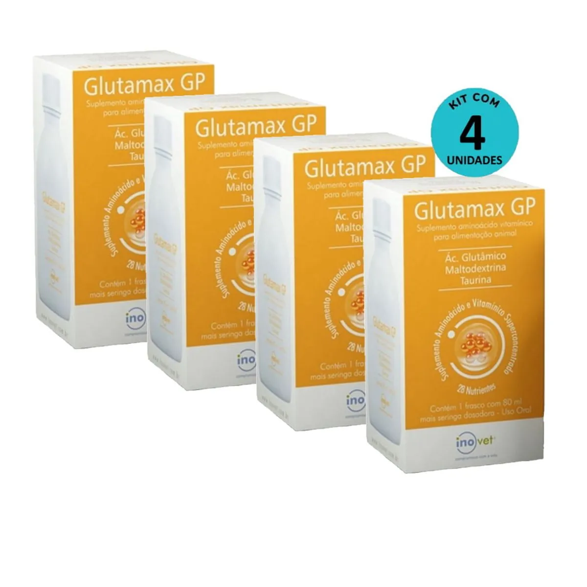 Kit 4 Glutamax GP Suplemento P/ Animais 80ml- Inovet