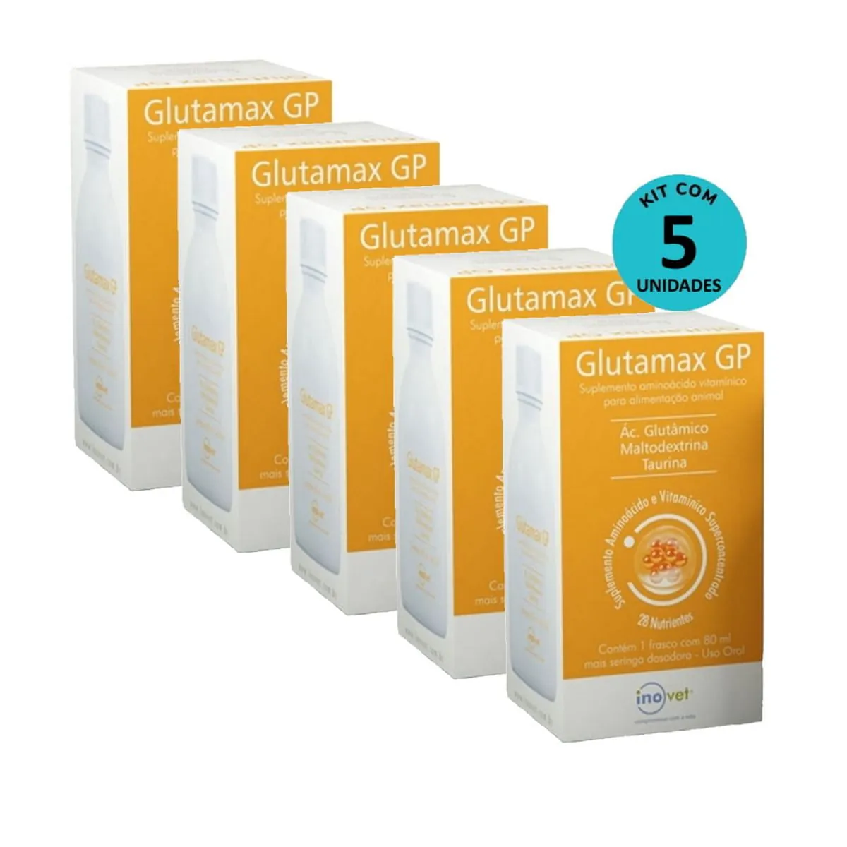 Kit 5 Glutamax GP Suplemento P/ Animais 80ml- Inovet