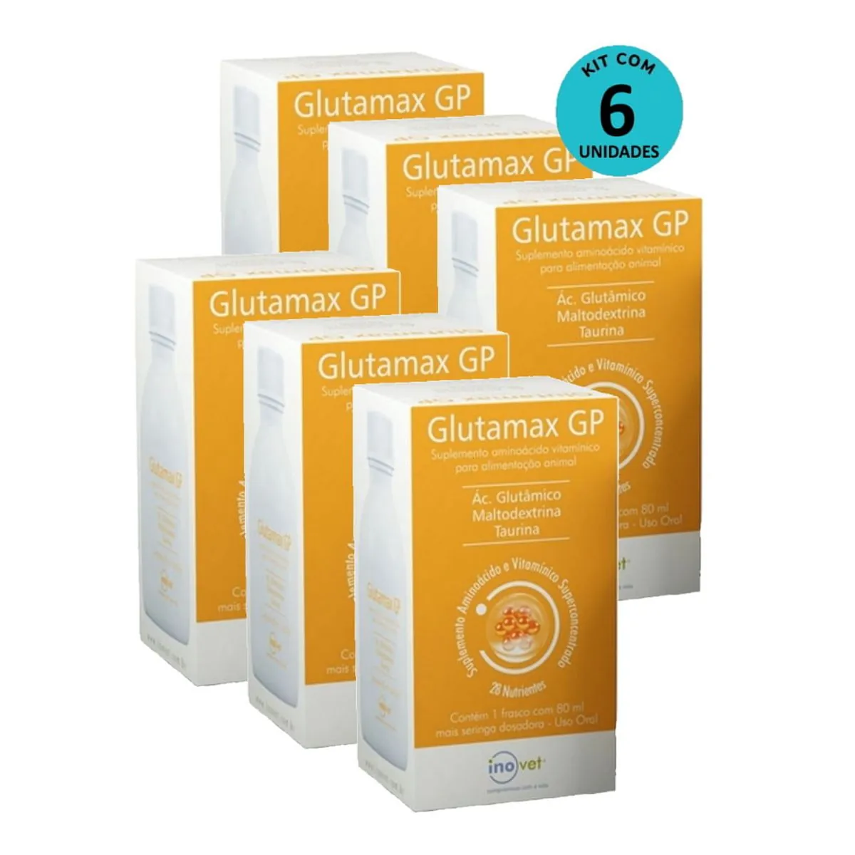 Kit 6 Glutamax GP Suplemento P/ Animais 80ml- Inovet