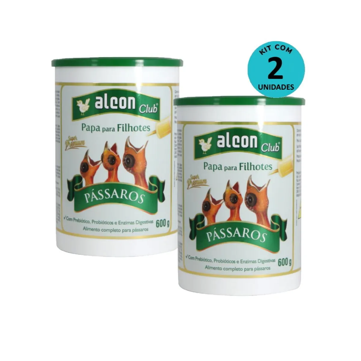 Kit 2 Ração Alcon Club Papa Filhote Pássaros Super Premium 600g