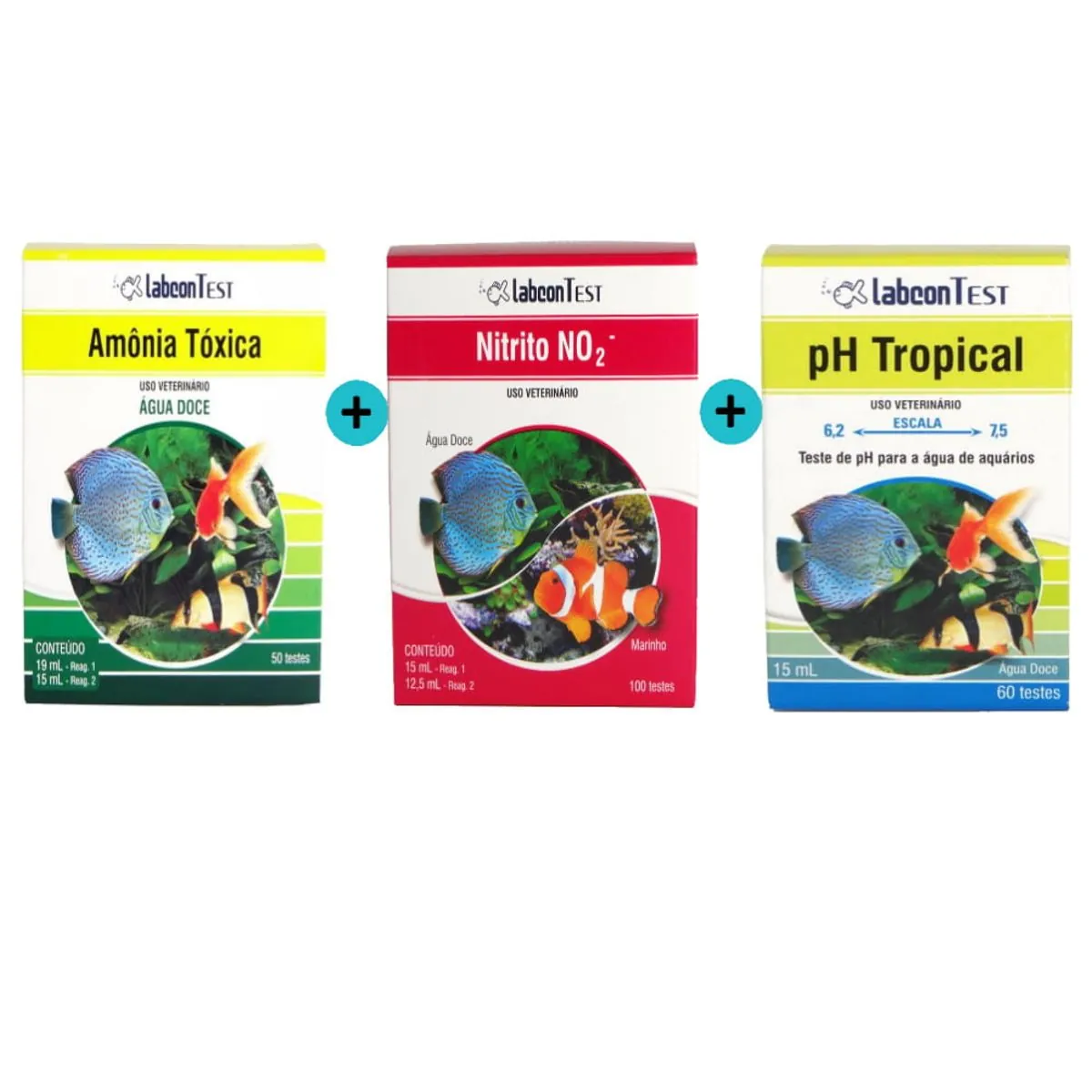 Kit 1 Labcon PH Tropical 15ml + 1 Labcon Amônia Água Doce + 1 Labcon Nitrito