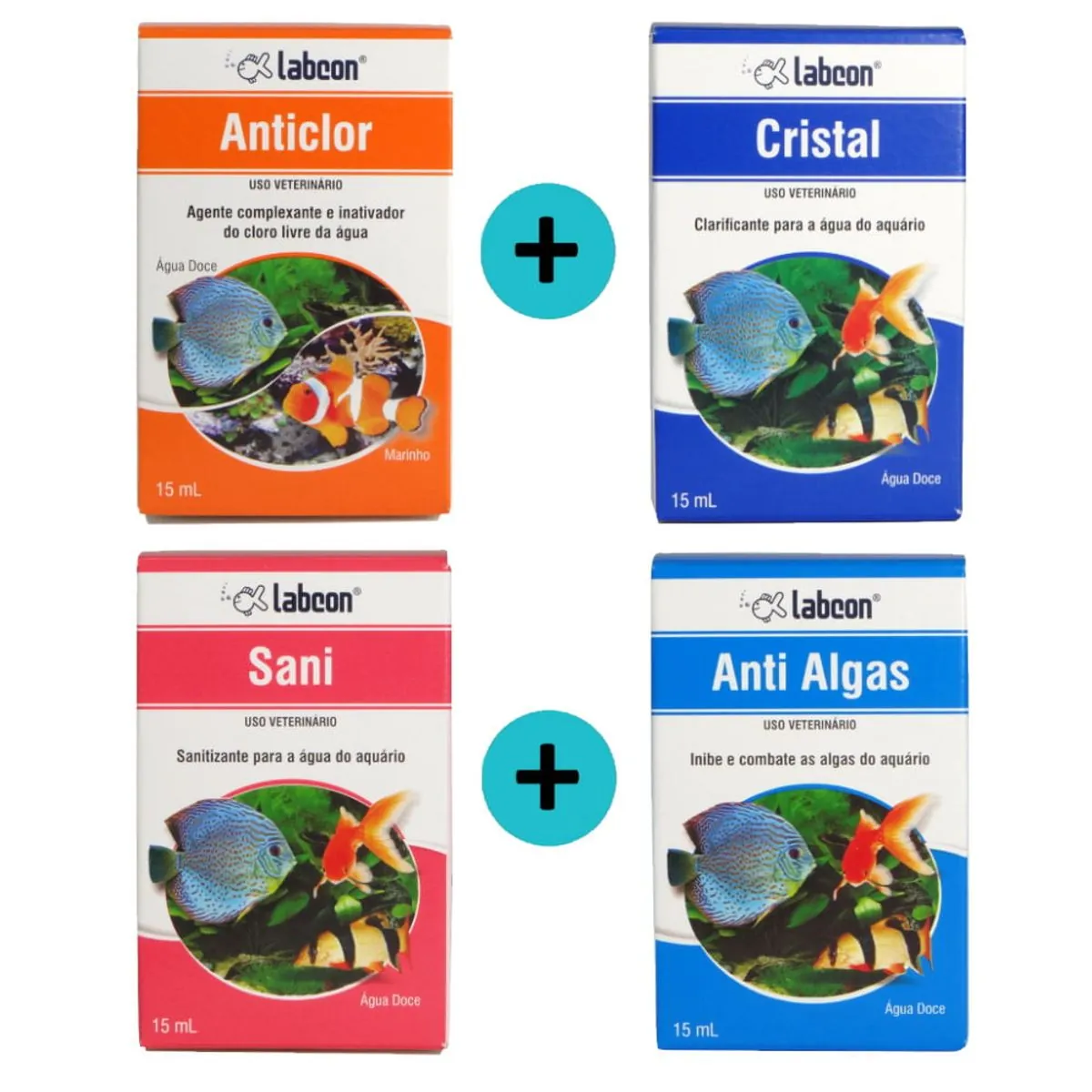 Kit 1 Labcon Anticlor 15ml + 1 Labcon Cristal 15ml + 1 Labcon Sani + 1 Labcon Antialgas 15ml - Alcon