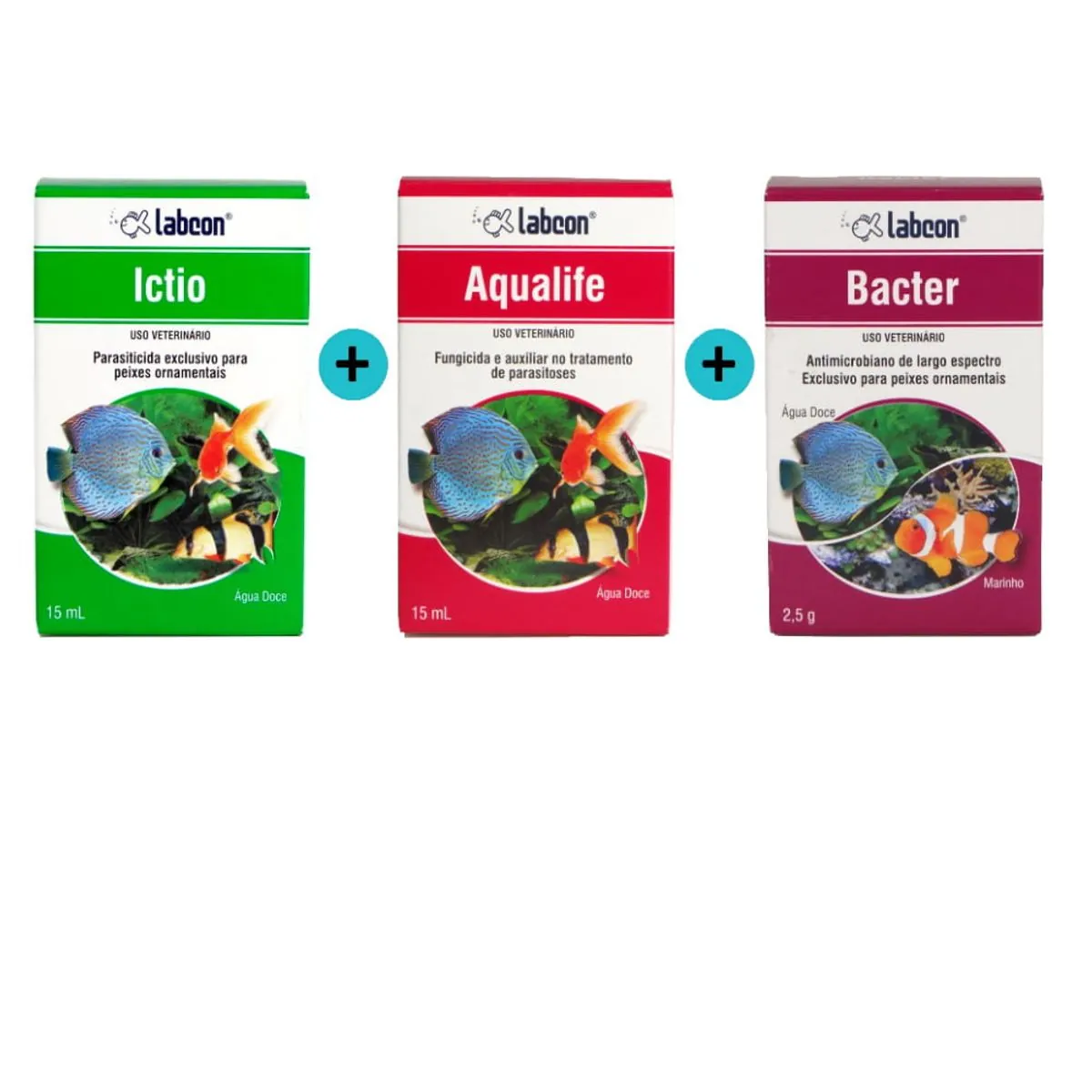 Kit 1 Ictio 15ml + 1 Aqualife 15ml + 1 Bacter 10 Cápsulas - Alcon