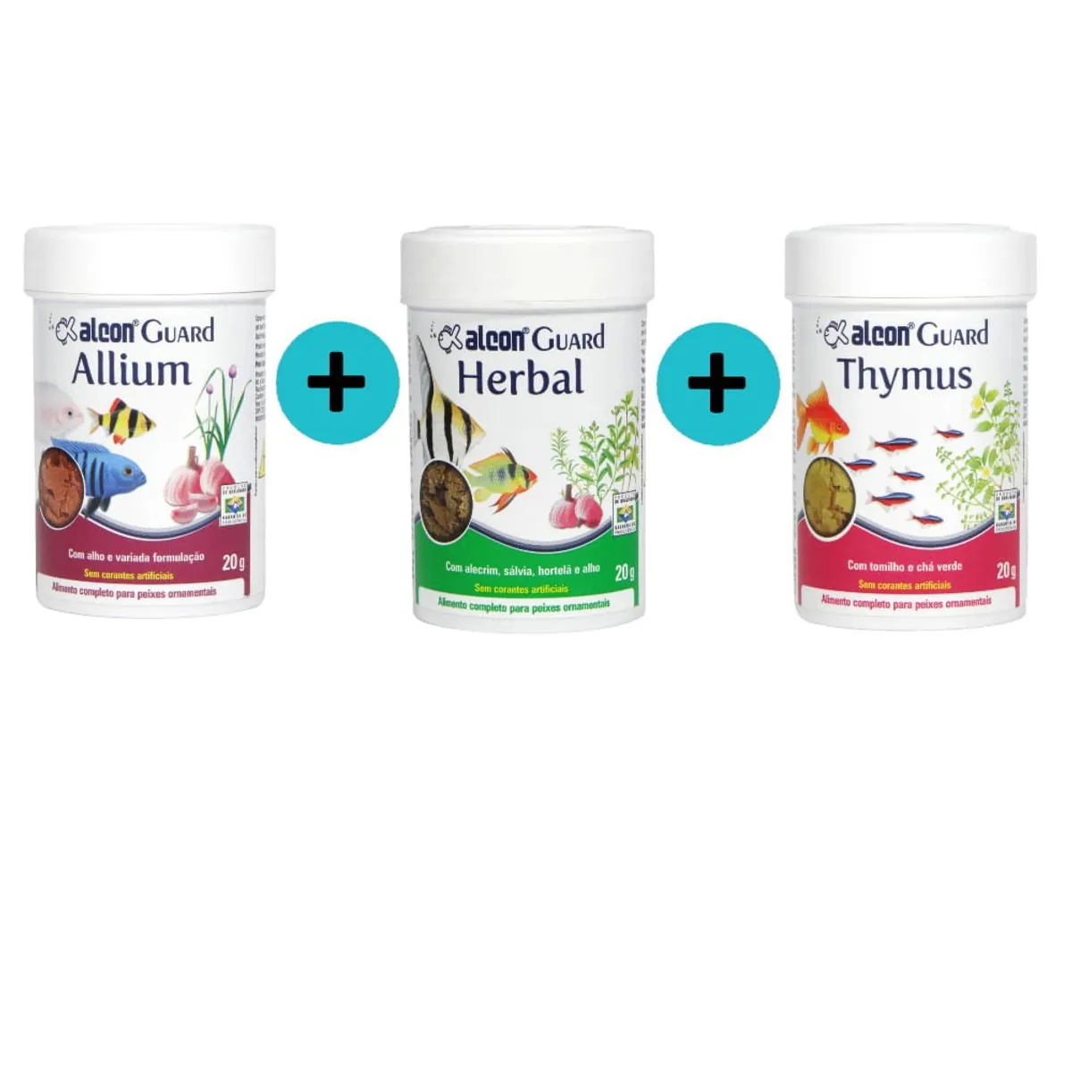 Kit 1 Ração Guard Thymus 20g + 1 Ração Guard Allium 20g + 1 Ração Guard Herbal 20g - Alcon