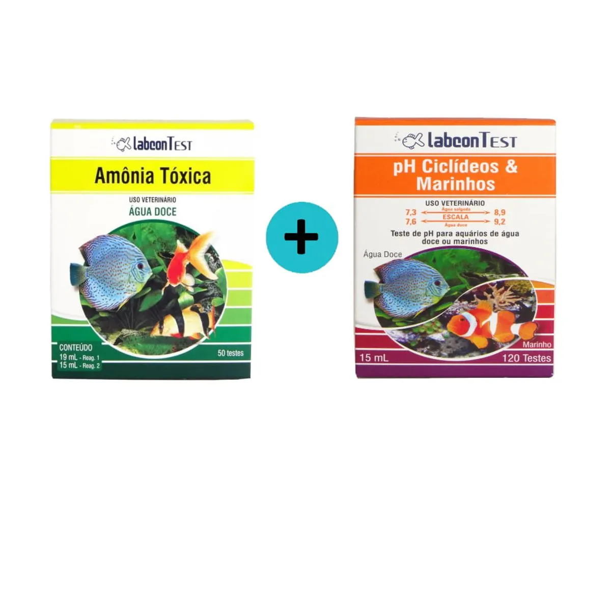 Kit 1 Labcon Amônia Tóxica Água Doce + 1 Labcon Ciclídeos e Marinhos 15ml - Alcon