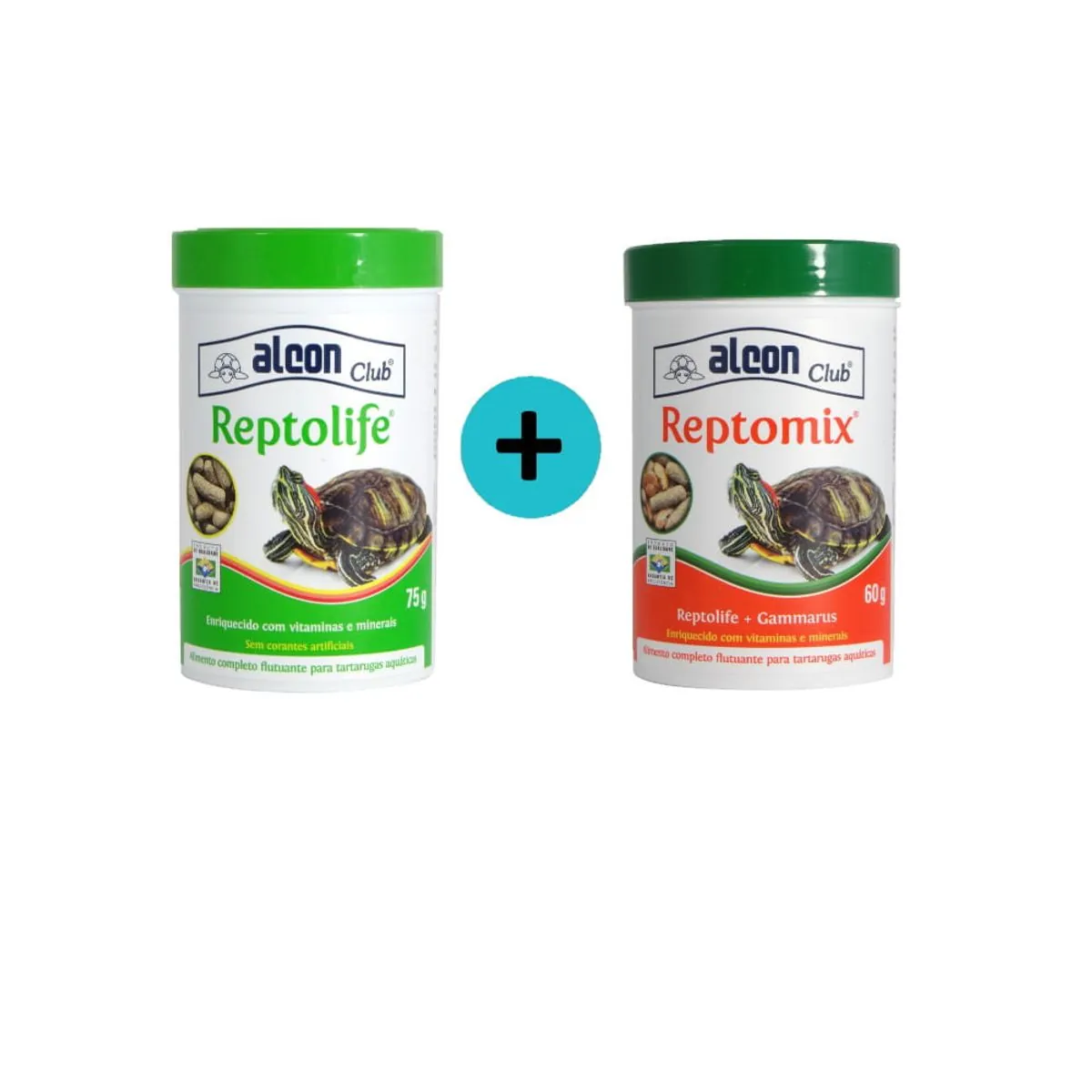 Kit 1 Labcon Repto Protect 100ml + 1 Ração Reptomix 25g - Alcon - Kit 1 Ração Club Reptolife 75g + 1