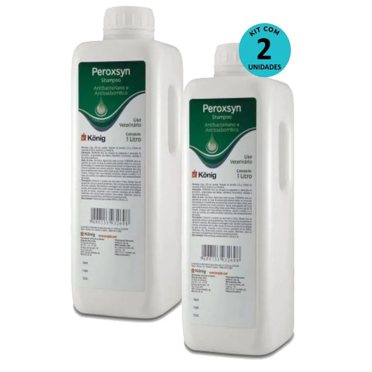 Kit 2 Shampoo Antibacteriano E Antisseborreico Peroxsyn König 1 Litro - König