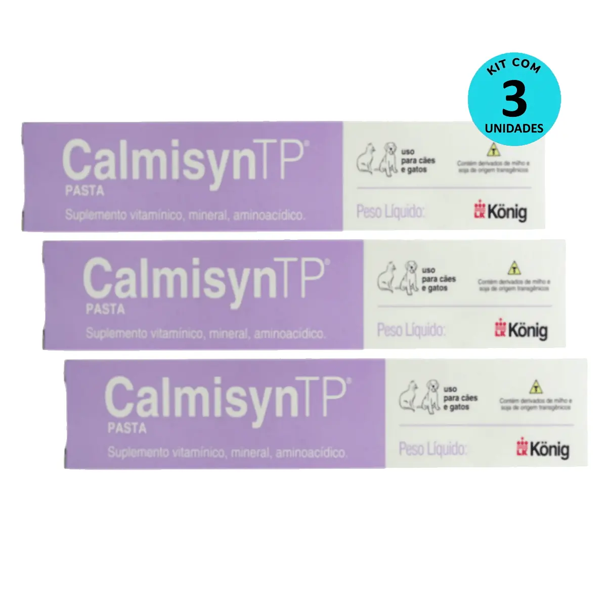 Kit Calmisyn TP König 30g p/ Cães e Gatos - 3 unidades
