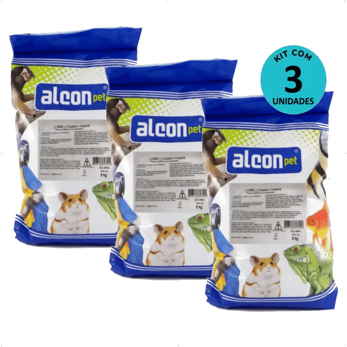 Kit 3 Ração Alcon Club Tucanos e Araçaris 5kg