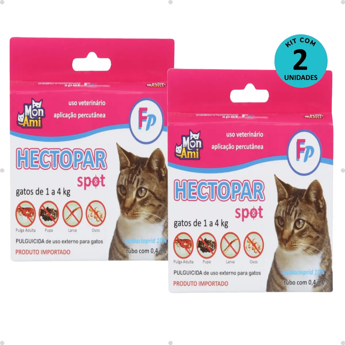 Kit 2 Antipulgas Hectopar Mon Ami 0,4ml - Gatos de 1 a 4kg