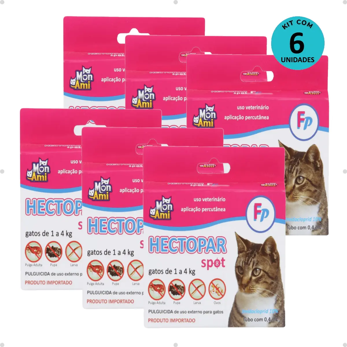 Kit 6 Antipulgas Hectopar Mon Ami 0,4ml - Gatos de 1 a 4kg