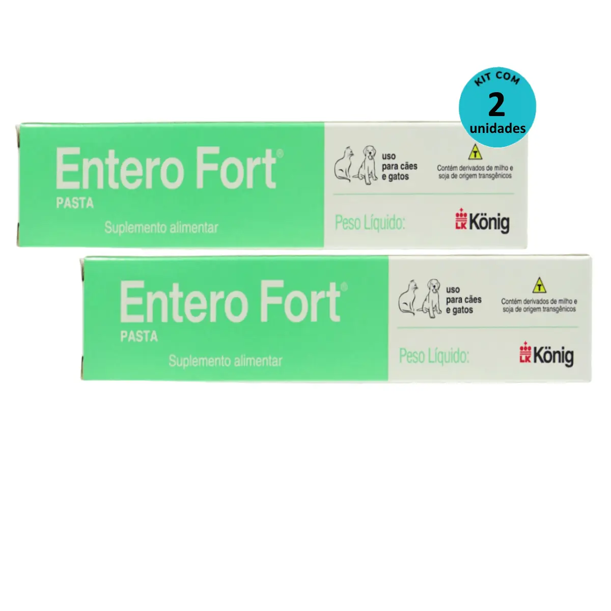 Kit 2 Suplemento Alimentar Entero Fort Pasta König 15g p/ Cães e Gatos