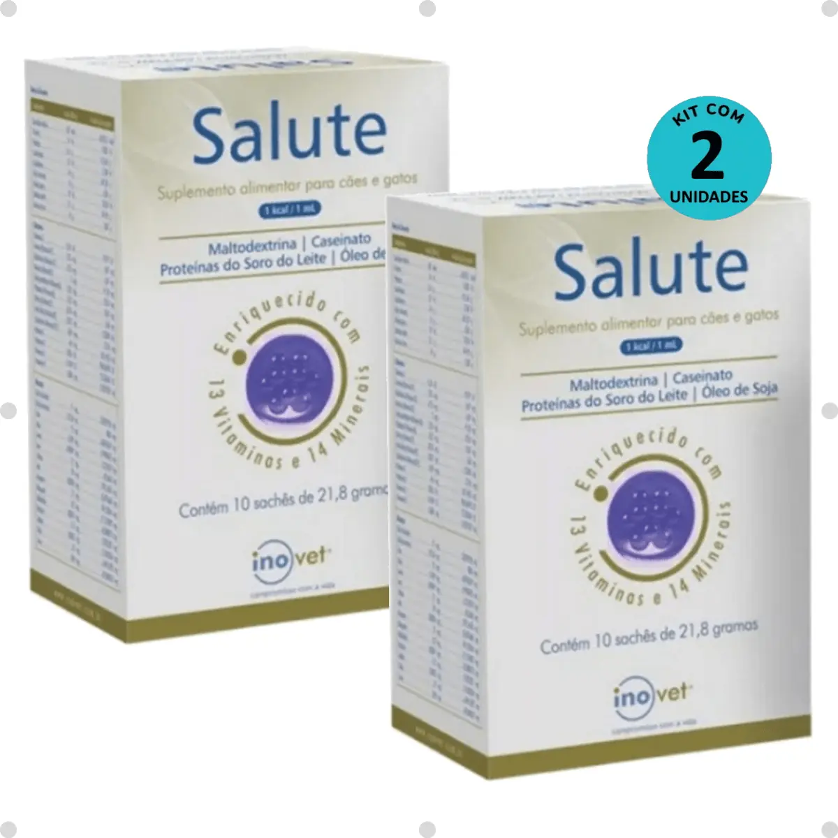 Kit 2 Salute Suplemento Alimentar para Cães e Gatos C/ 10 Sachês 21,8g cada- Inovet